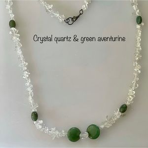 Beautiful quartz crystal and green aventurine necklace